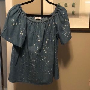 Buddy Love off the shoulder denim bleached